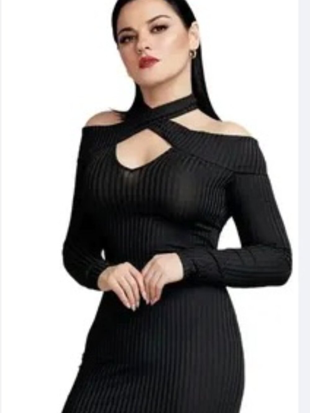New Cliche Rib Knit Sweater Dress Black Size XL